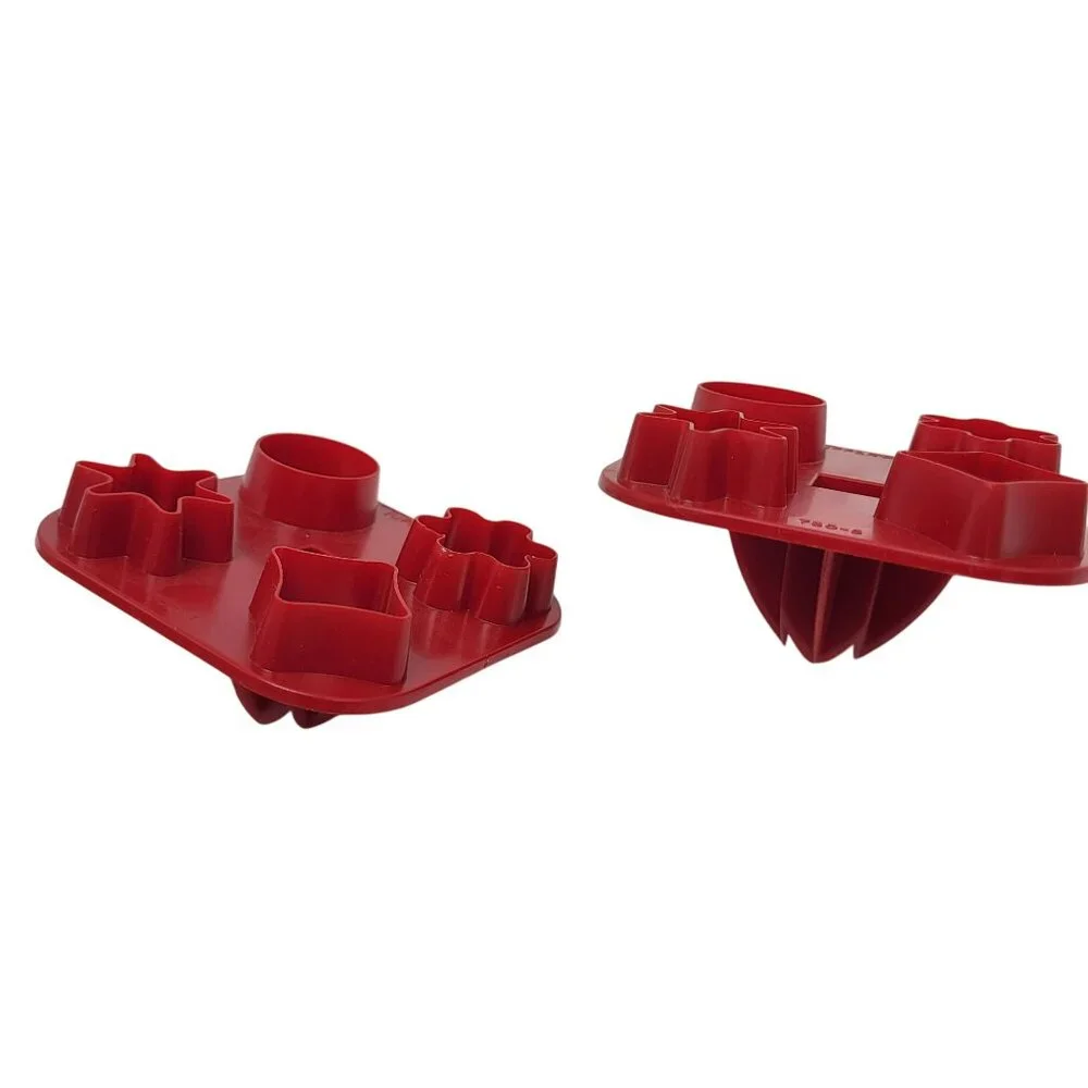 Vintage Tupperware Red Cookie Cutters Set Canape Garnish Mini Cookies Set of 2